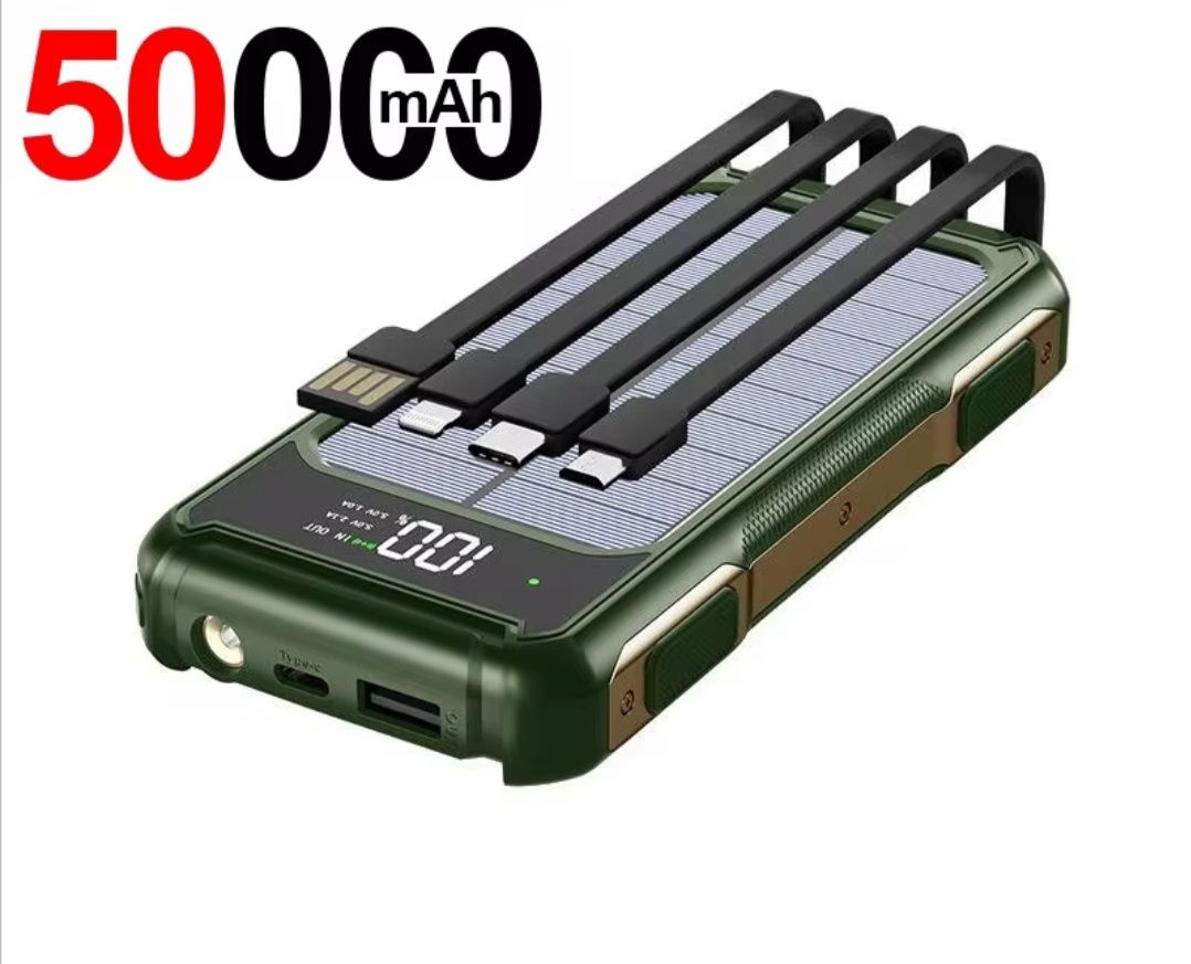 Powerbank solar com vários cabos