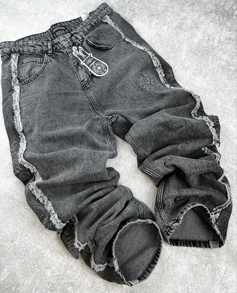 Джинси Chrome Hearts чоловічі преміум широкі, джинси хром хартс широкі