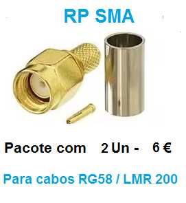 Pacote de 2 conectores RP SMA para construir cabos para antenas Wifi