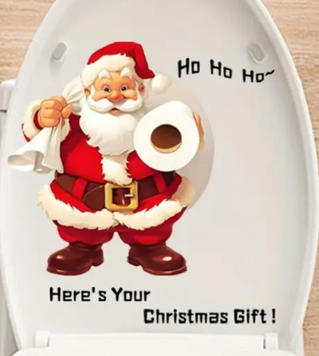 Naklejka świąteczna do łazienki WC dekoracja mikołaj ozdoba