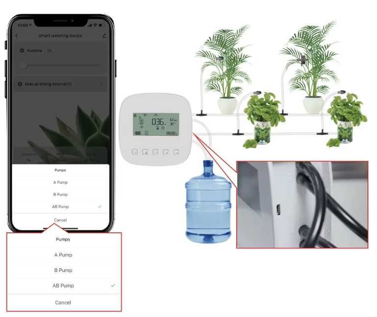 Automatyczne nawadnianie roślin, pompka wifi z baterią, Tuya SmartLife