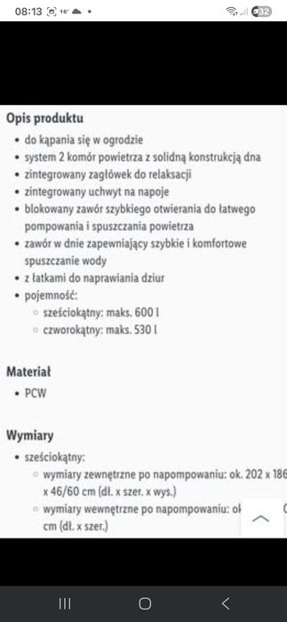 Dziecięcy basen ogrodowy 202x46