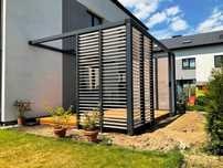 Zadaszenie tarasu, pergola, drewno BSH, shutters, altana, poliwęglan