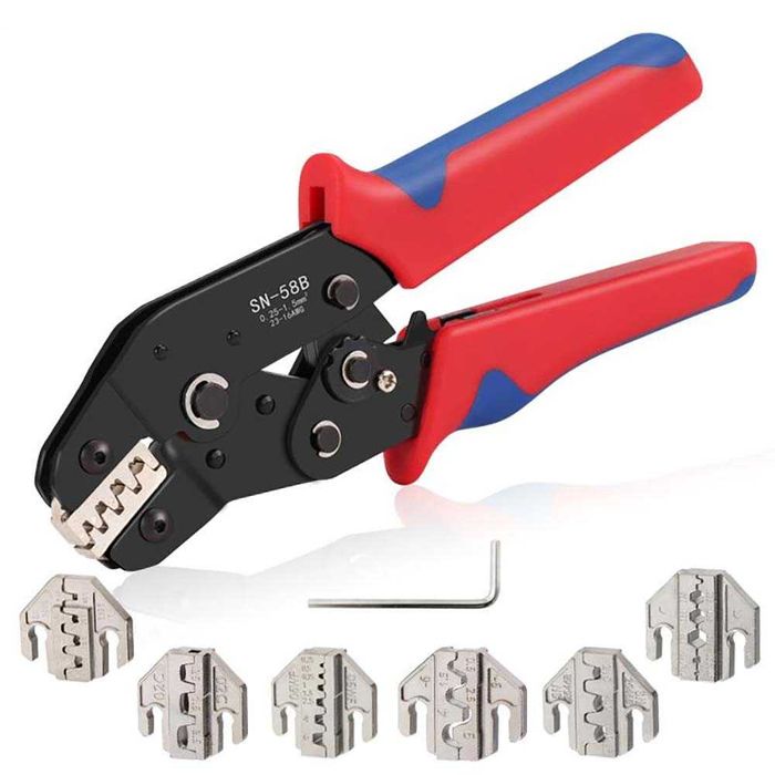 Обтискні кліщі з 6 насадками матрицями SN - 58B + кейс \ Прес кримпер