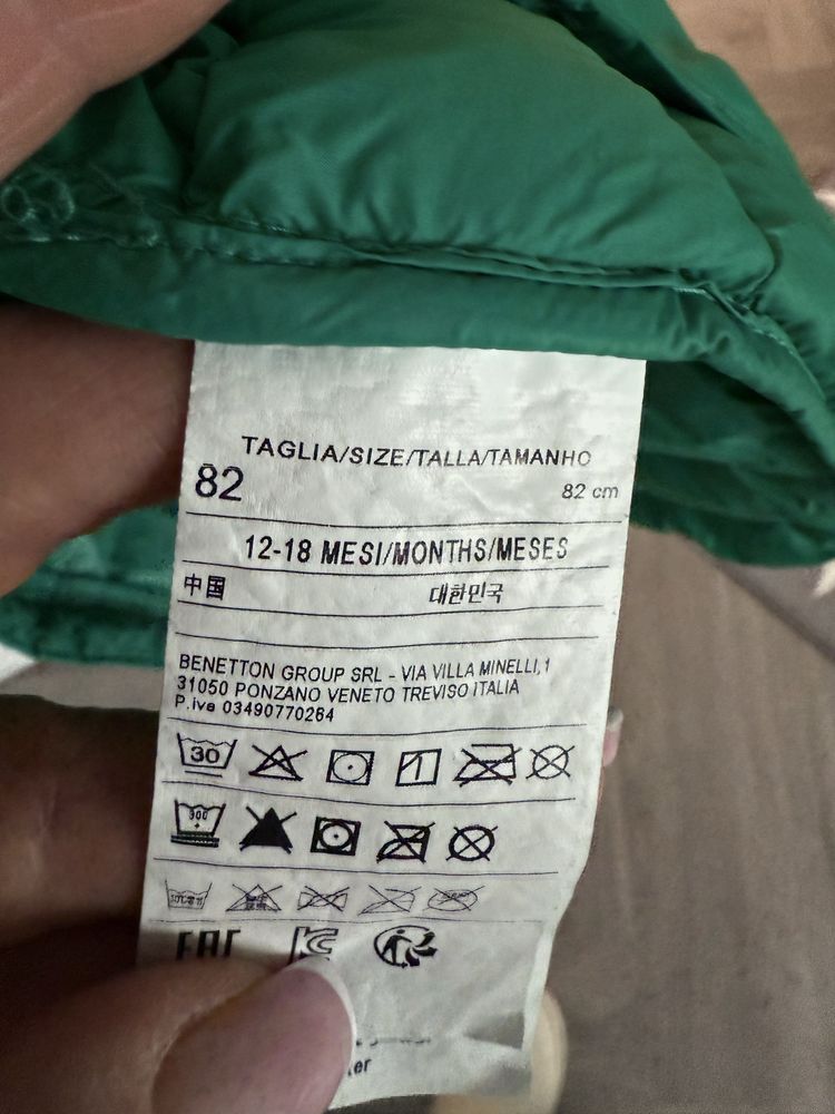Bezrękawnik Benetton, kolor zielony, rozm. 82 (12-18 mies)