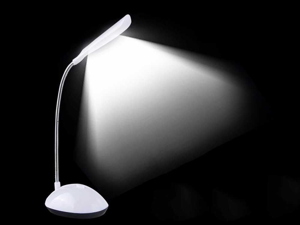 Biała lampka biurkowa 4 LED – szkolna, nocna, na biurko