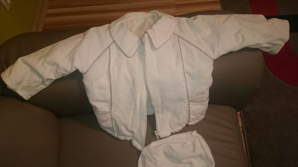 Elegancki komplet do chrztu,kurtka,czapka,strój, garniturek,chrzest