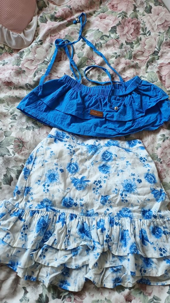 Zestaw top poolka look i spódniczka Lindex newbie