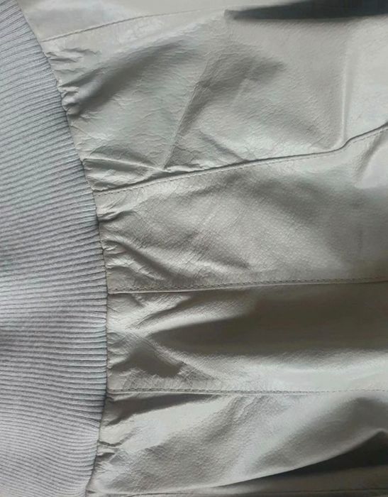Skórzana kurtka skóra jasna beżowa szara S