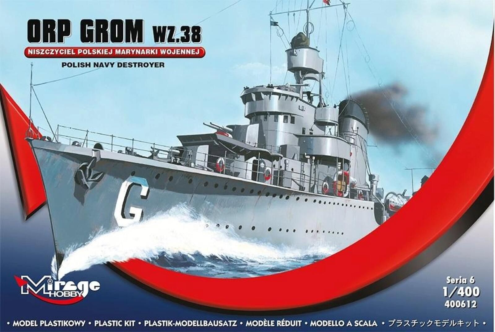 Okręt ORP Grom wz. 38 Mirage Hobby oprawa: pudełko