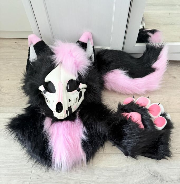 Mini partial Furry fursuit skull dog dvc