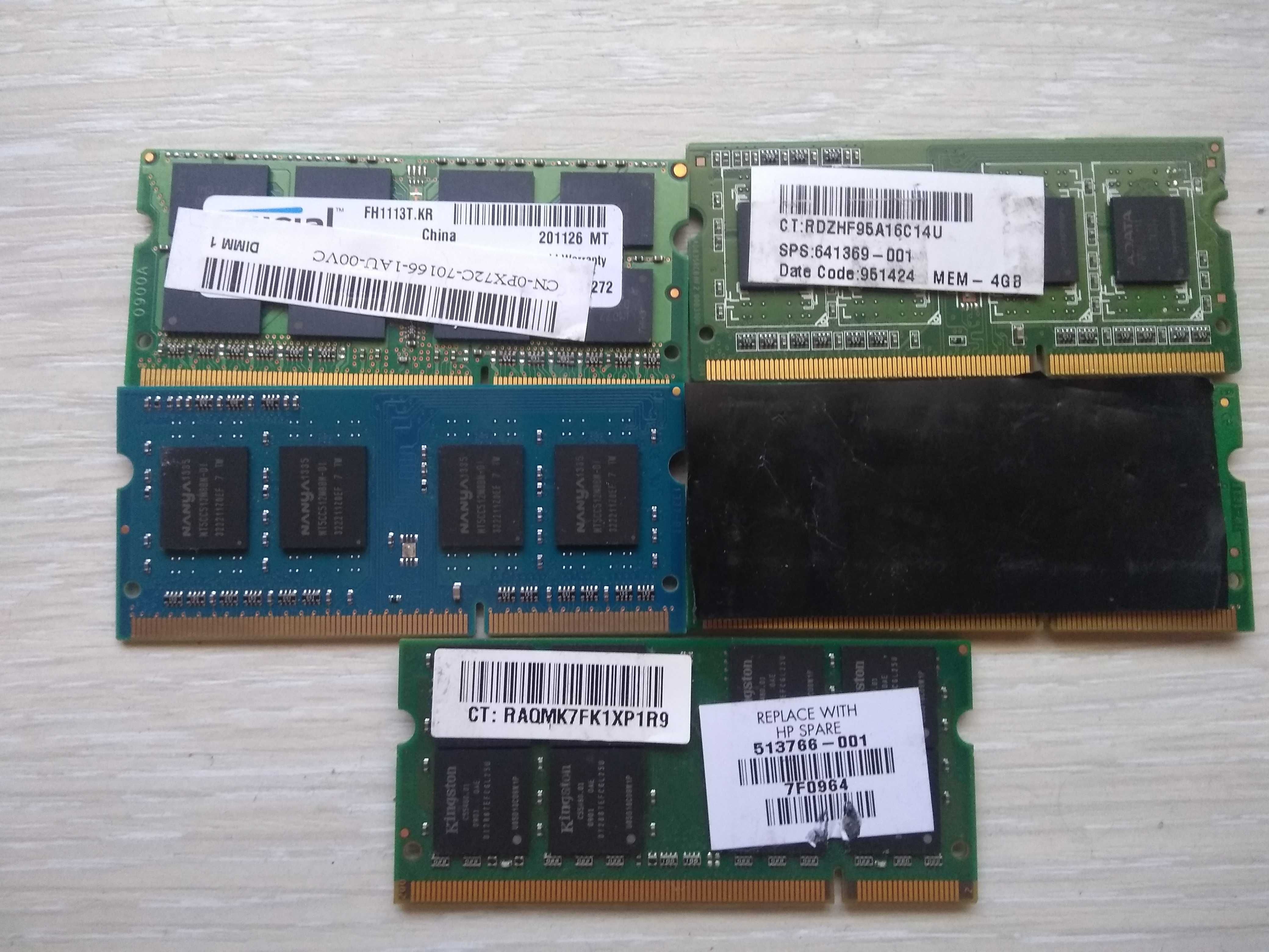 Пам'ять ноутбучна ДДР2, DDR3 2gb, 4gb 5шт одним лотом