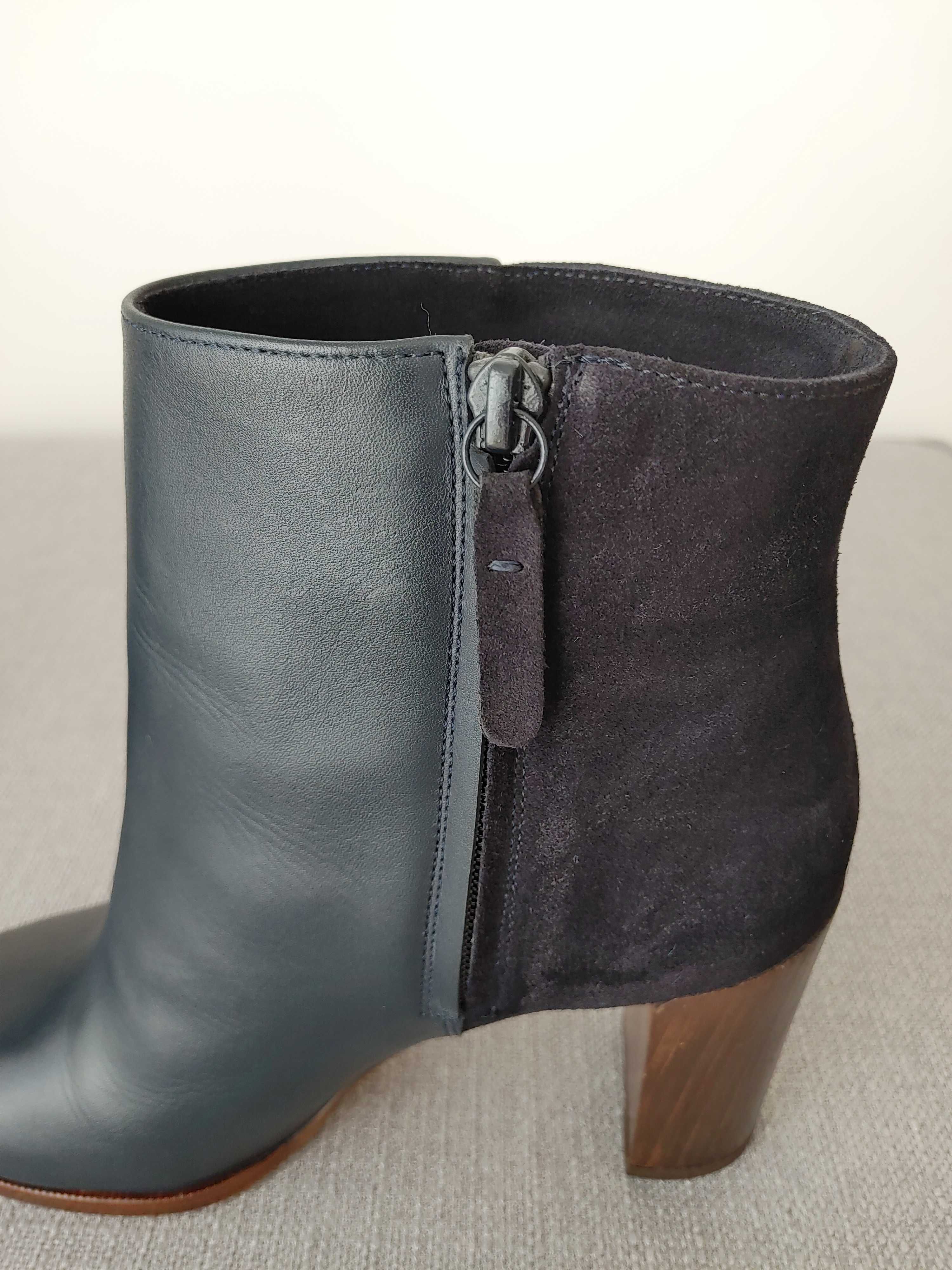 Botas pele azul escuro Massimo Dutti
