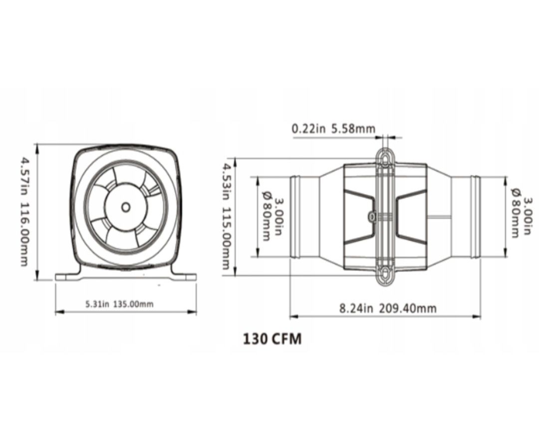 Wentylator Komory silnika 12 v przewód 80 mm nowy,