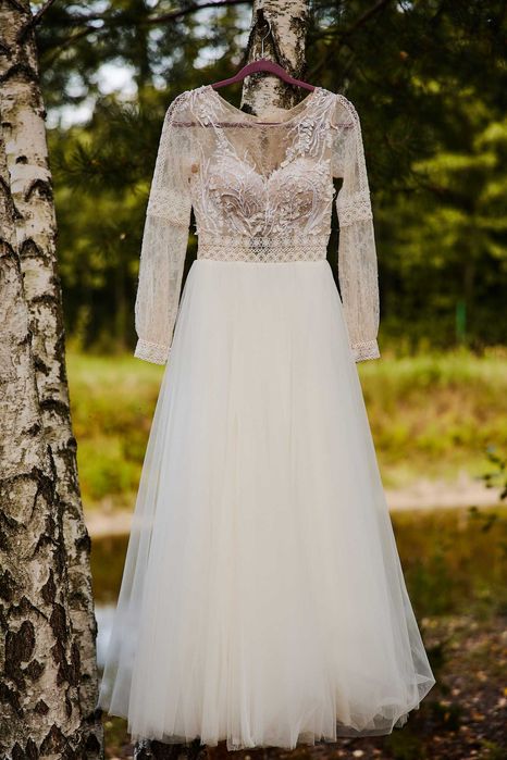 Sukienka ślubna styl rustykalny rozm. XS