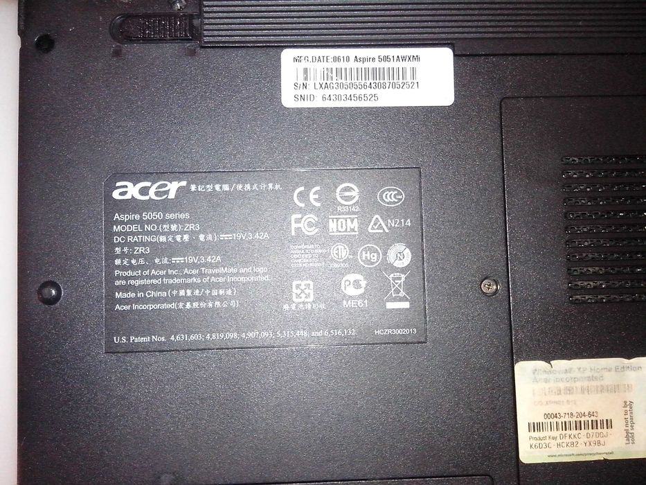 Portátil Acer Aspire 5050