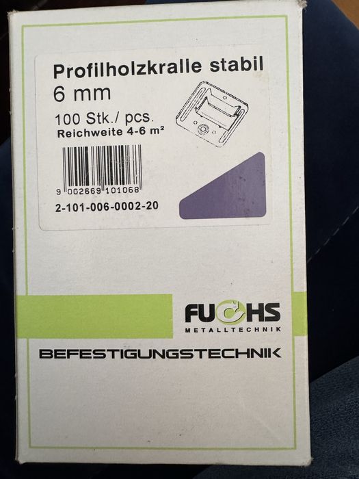 Blaszki do montazu Spinacz pazurkowy, ukryty montaz desek 6mm