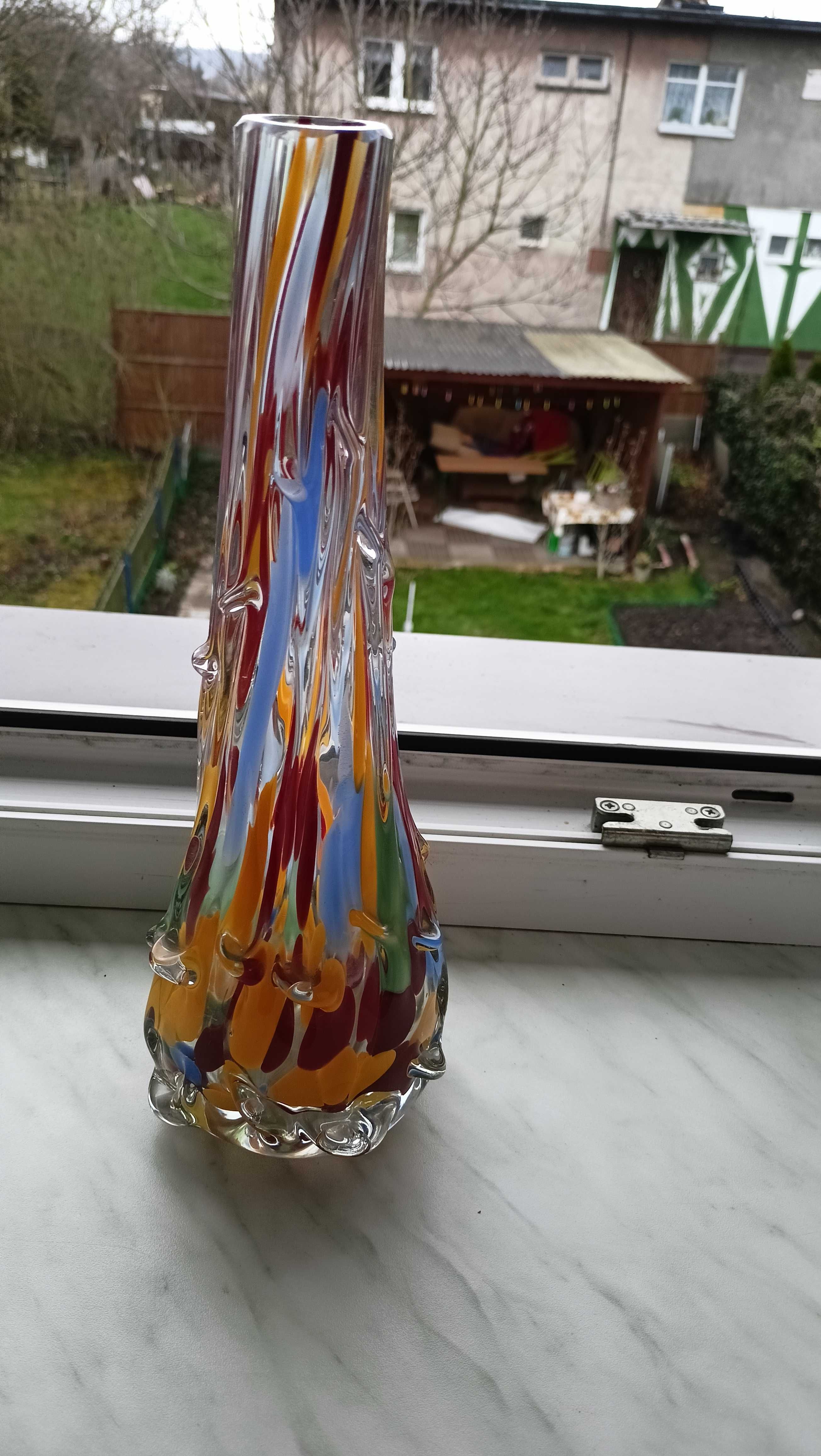 Wazon sękacz PRL, typ murano, ciężki, 31 cm
