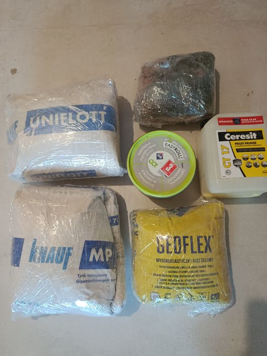 Knauf tynk Uniflot, masa MP75, klej atlas geoflex