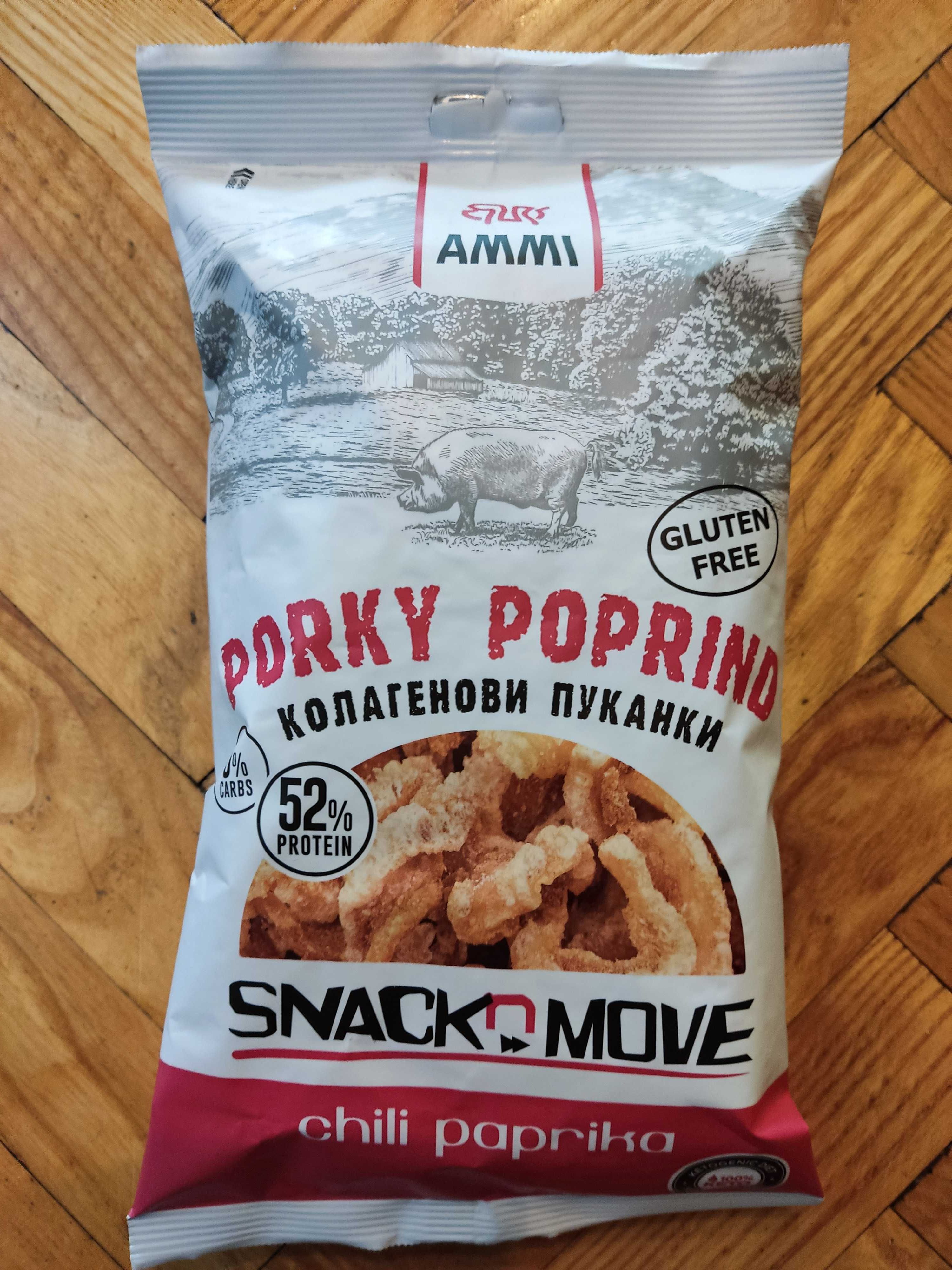Prażynki wieprzowe KETO Porky Poprind - AMMI, 50g - 4 różne smaki!