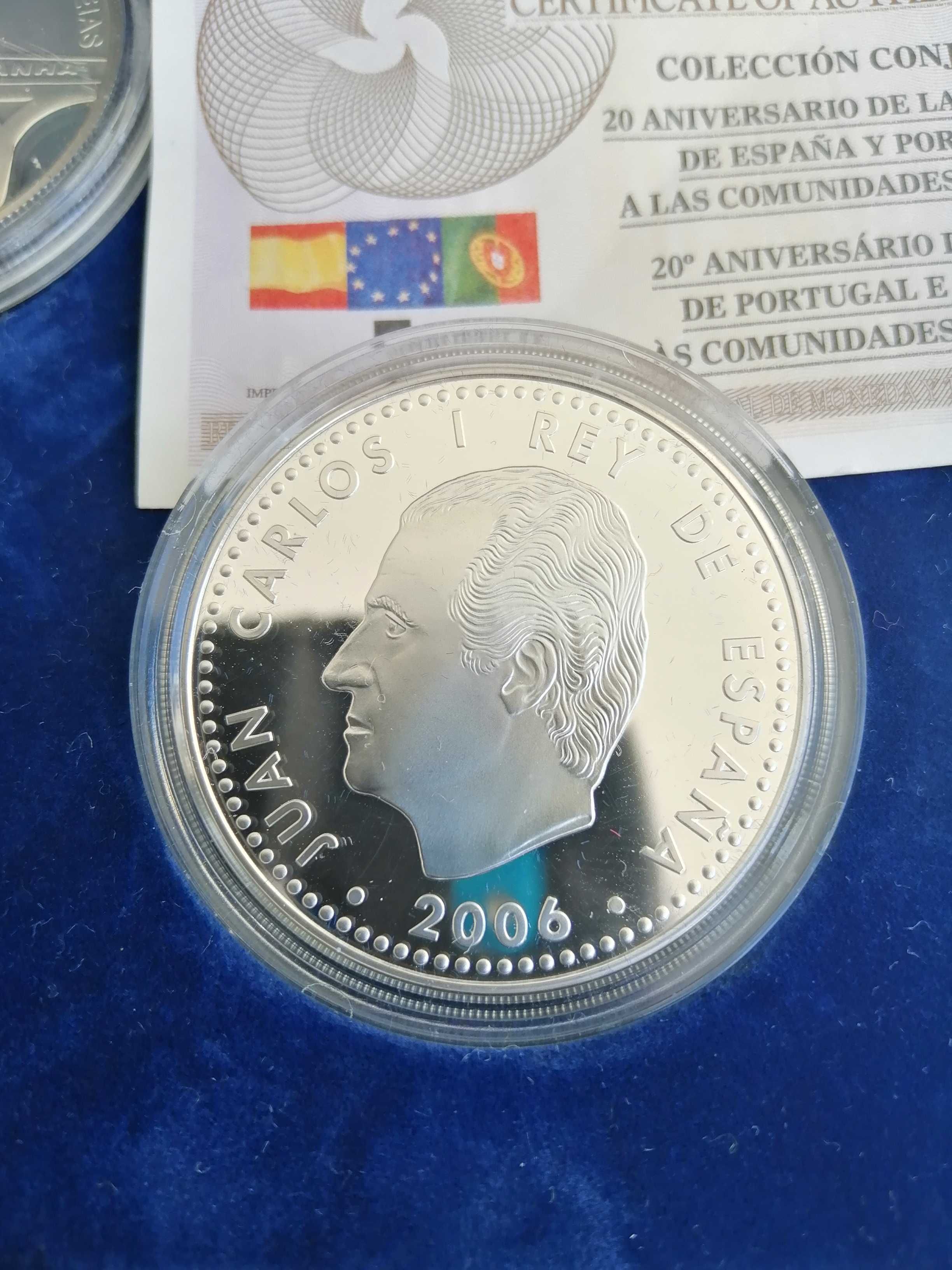 Conjunto de 2 moedas prata prof. Portugal é Espanha, 925 %