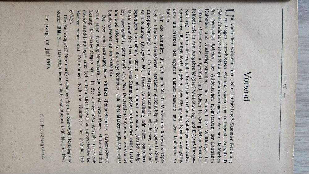 Niemiecki katalog znaczków 1941 r Gebrüder Senf Grossdeutschland