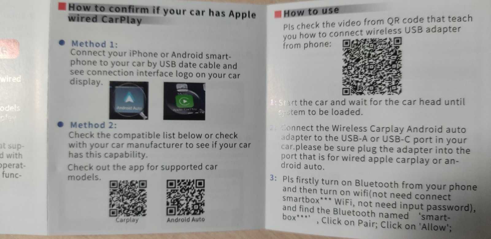 Бездротовий CarPlay / Android Auto перевіркою на сумісність вашим авто