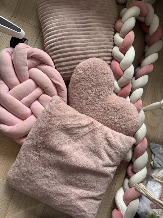 Zasłony narzuta poduszki koc PUDROWY RÓŻ jak nowe