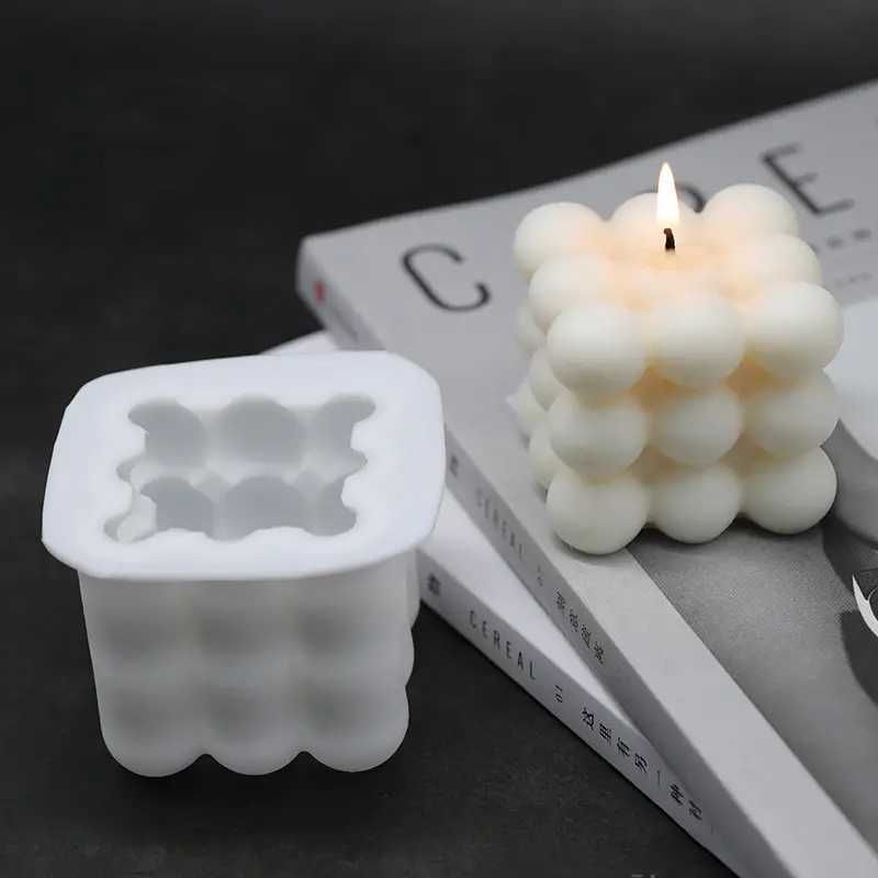 Silikonowa forma do produkcji świec, kostka 3D zestaw 3 szt