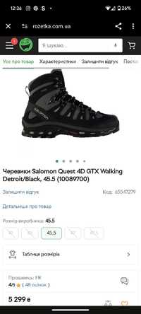 Чоловічі еревики salomon quest 4d gtx walking detroit/black, 44 трекін