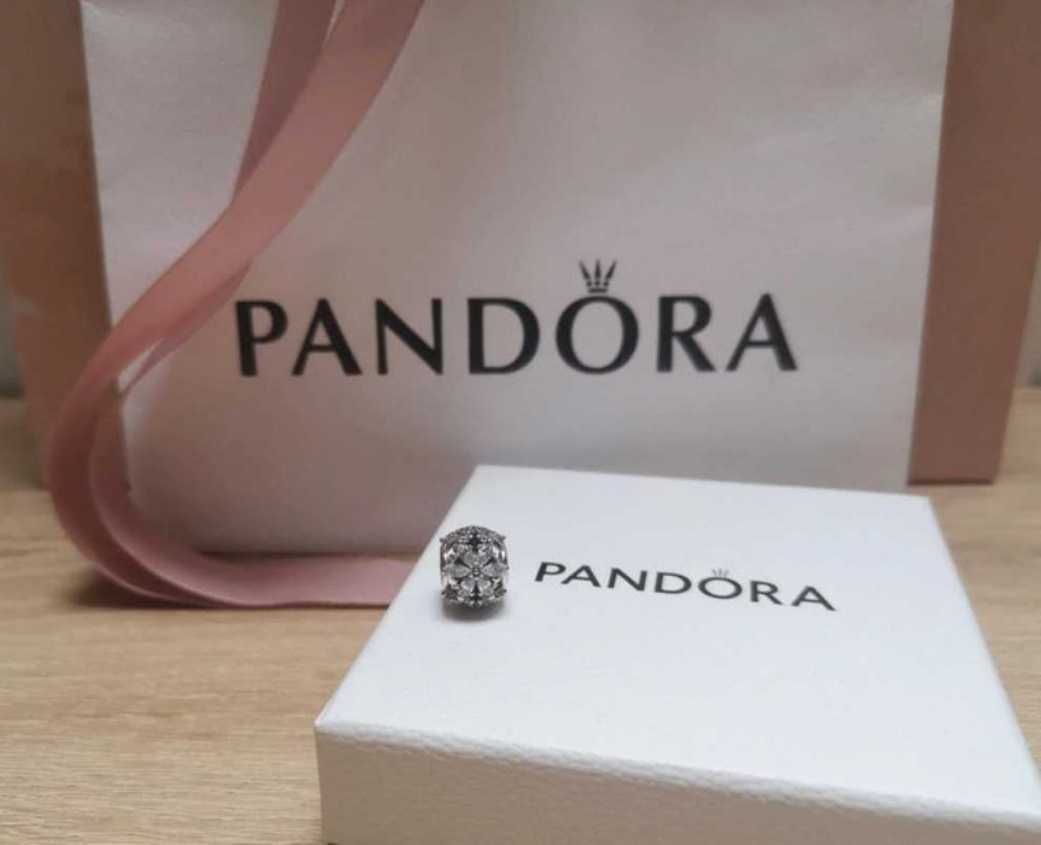 Pandora charms zbiorem roślin stan idealny srebro kwiat płatek śniegu