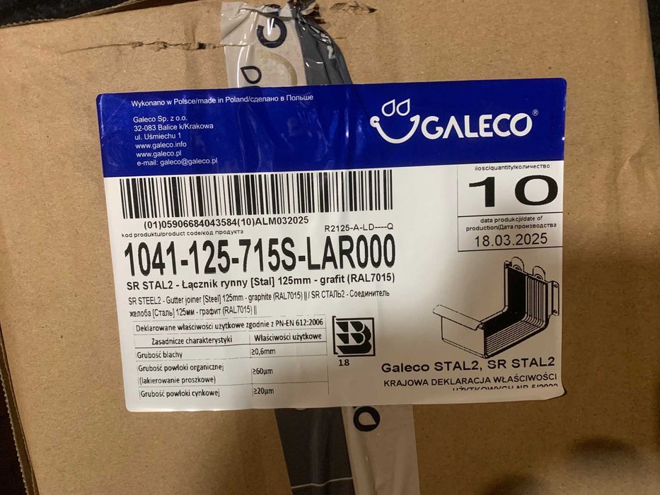 Łącznik rynny doczołowy Galeco Stal2 125mm-grafit