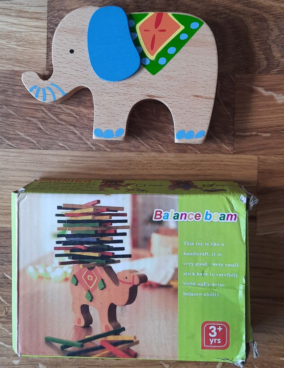 Balance beam drewniana zabawka słoń 3+