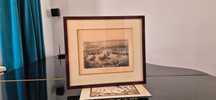 Obraz litografia Napoleon Panorama Bitwy pod Waterloo antyk dekor