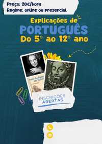 Explicações de Português 9°-12° e estrangeiros