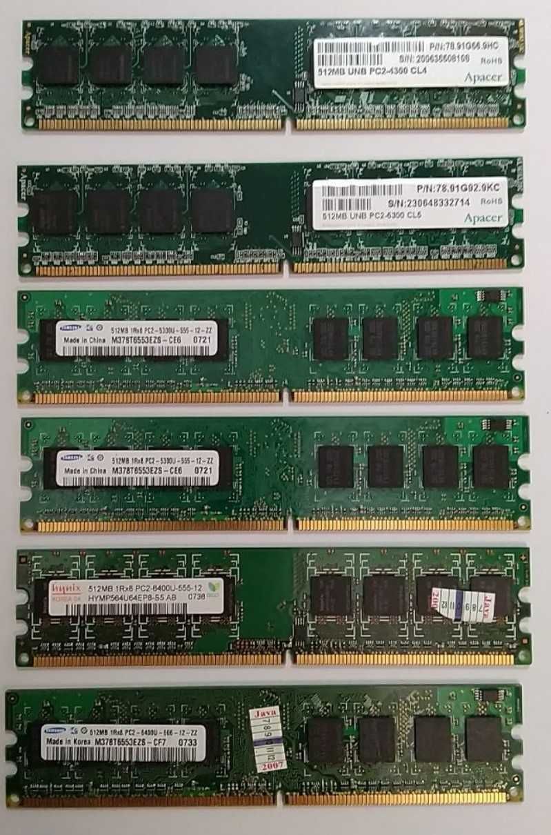 Оперативная память RAM DDR2 512 Mb Мб рабочая есть 6 штук