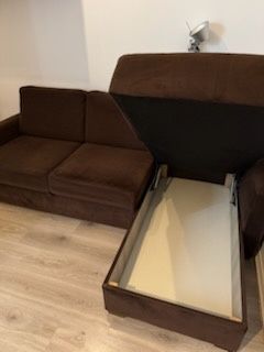 Sofa rozkładana brązowa,   narożnik