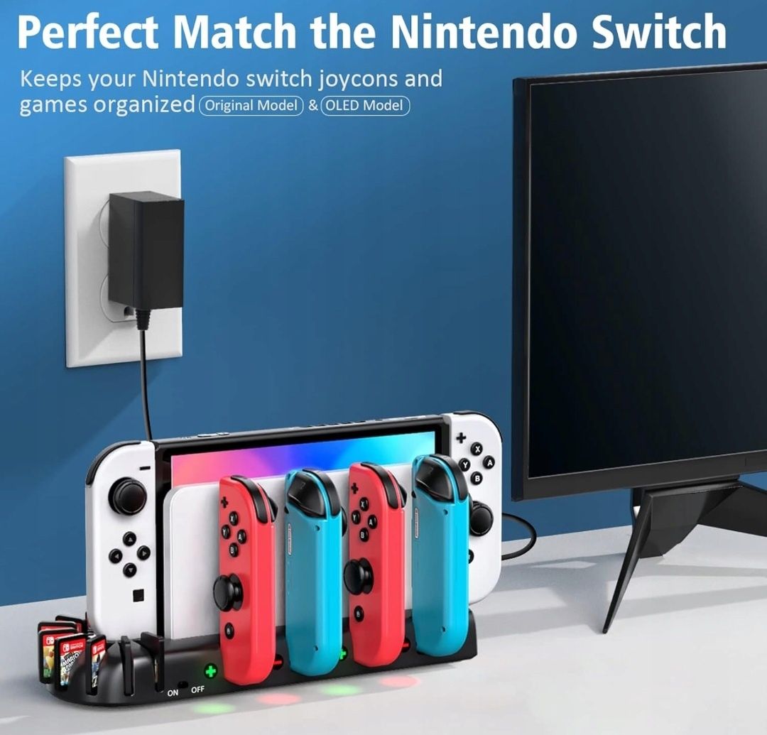 KDD Stacja dokująca ładowarki kompatybilna z Nintendo Switch