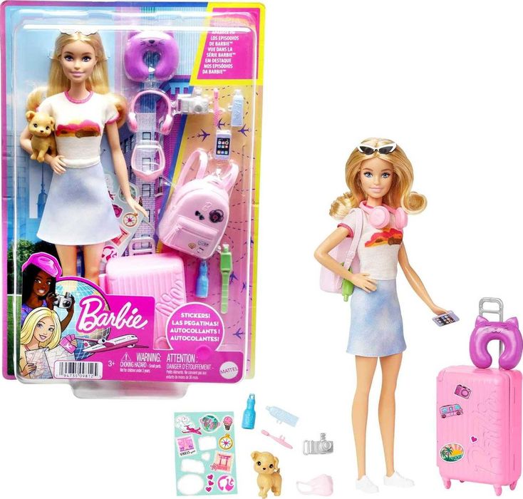 Набір Лялька Барбі Мандрівниця з цуценям Barbie Malibu Travel Set