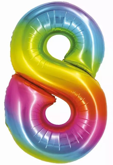 Balon foliowy. Cyfra 8, tęczowa (76 cm). Godan