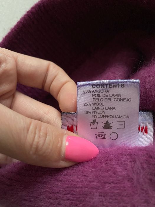 Kangol czapka angora wełna wool fioletowa liliowa ciepła