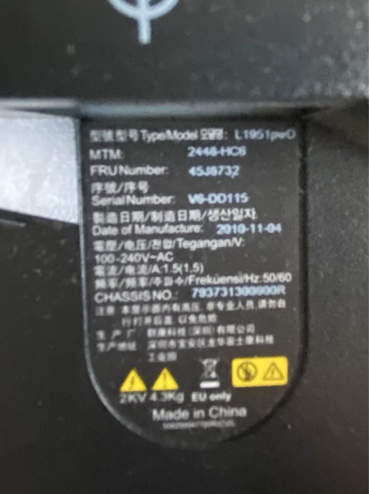 Монітор Lenovo ThinkVision L1951pwD