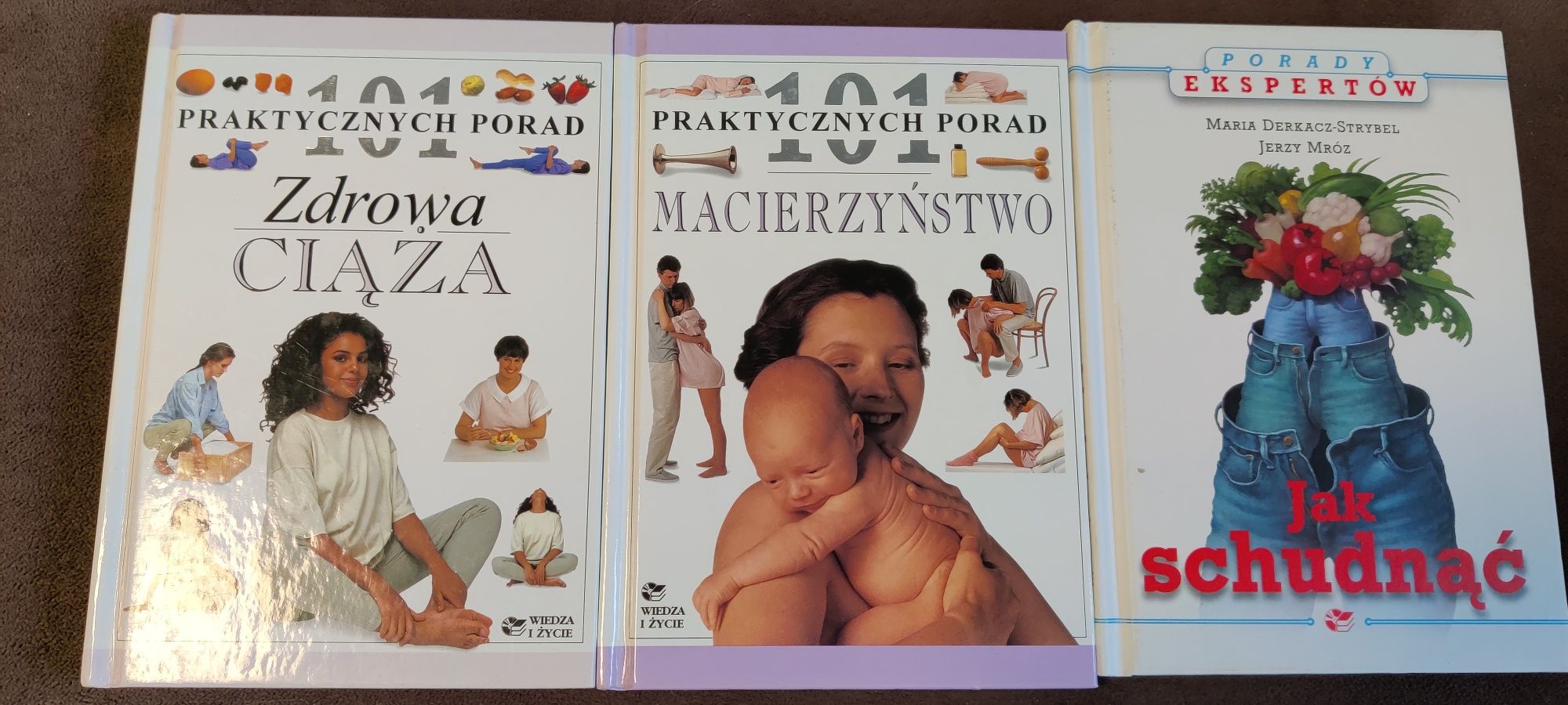 Trzy książki poradniki Zdrowa ciąża, Macierzyństwo, Jak schudnąć