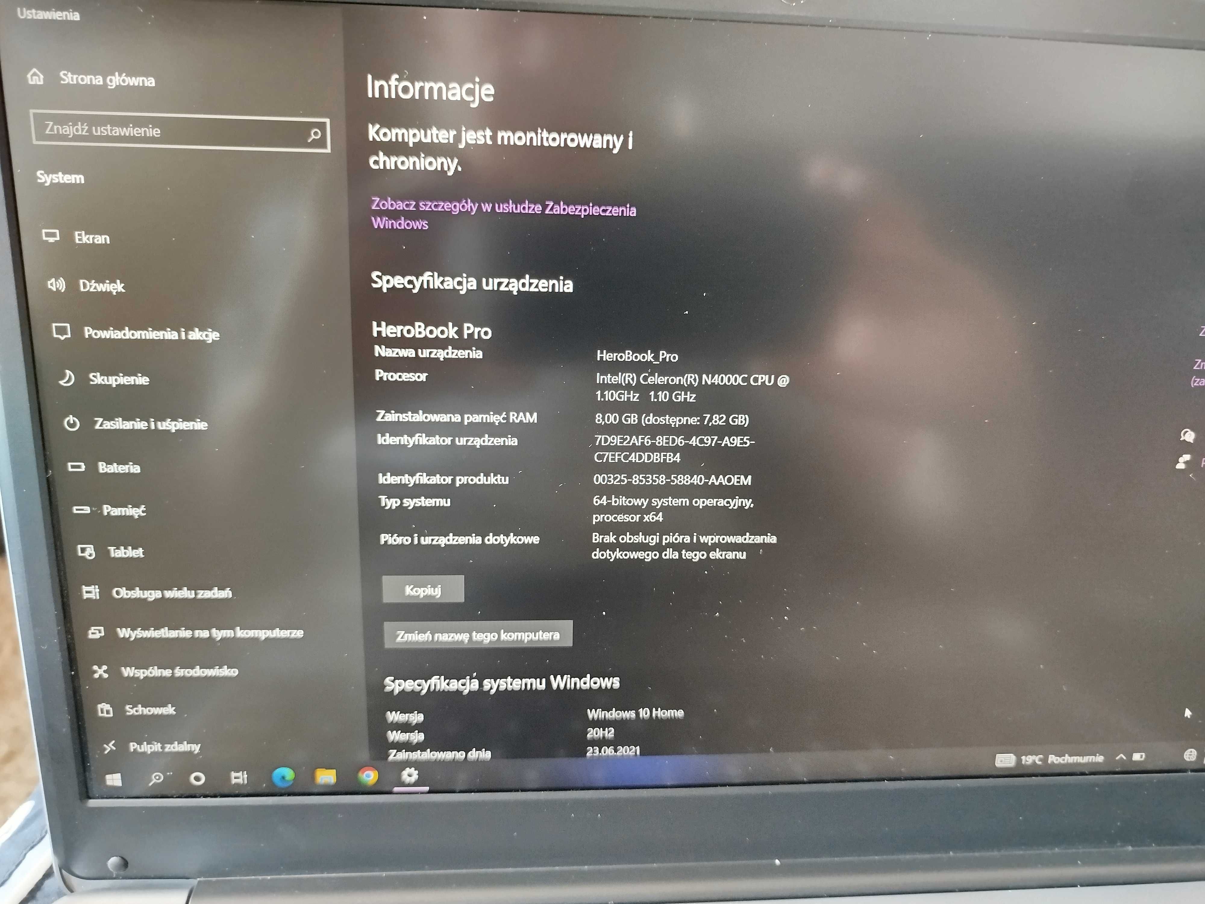 Laptop Chuwi Hero Book Pro 14,1 " Intel Celeron  8 GB / 256 GB szary