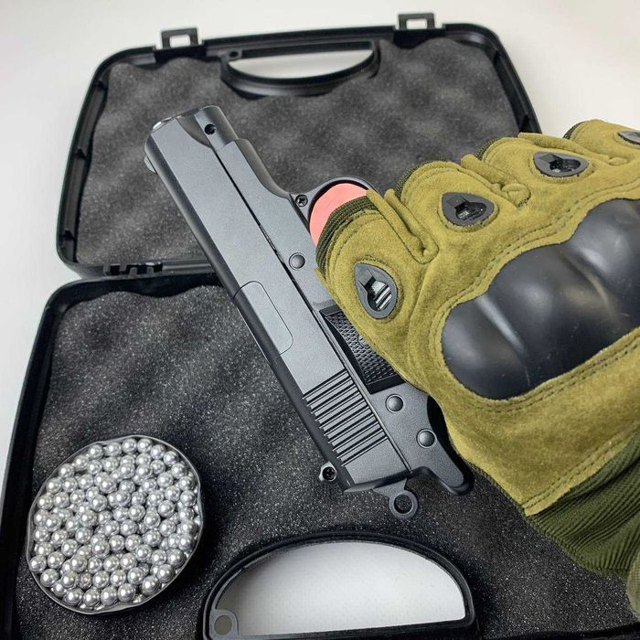 Металевий пістолет з глушником Colt на пульках залізний дитячий Іграшк