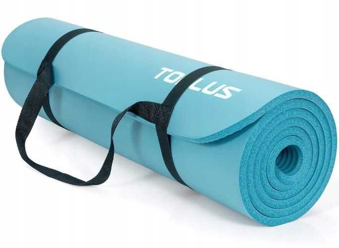 TOPLUS Mata do ćwiczeń fitness pilates niebieska gruba 183 x 61 x 1 cm