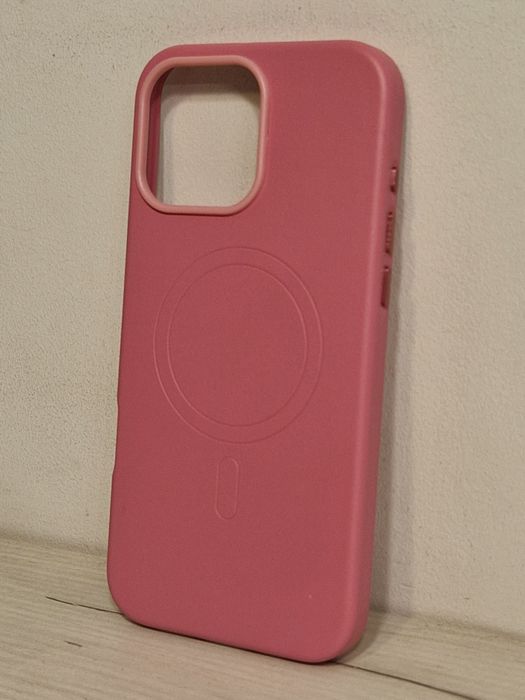 MagSafe Leather Case Iphone 16 Pro Różowy + szklo 9h GRATIS