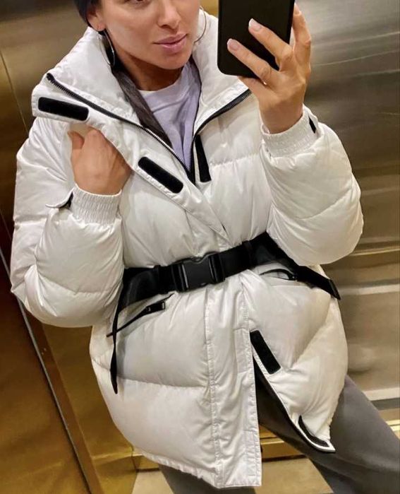 пуховик пуффер білий зимовий Sandro