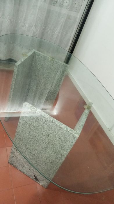 Mesa de vidro e mármore nova
