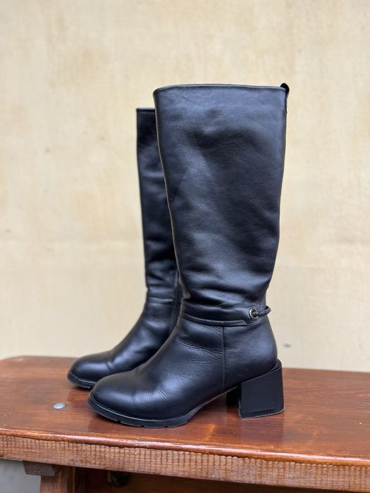 Зимові шкіряні сапожки, чорні, 39 розмір